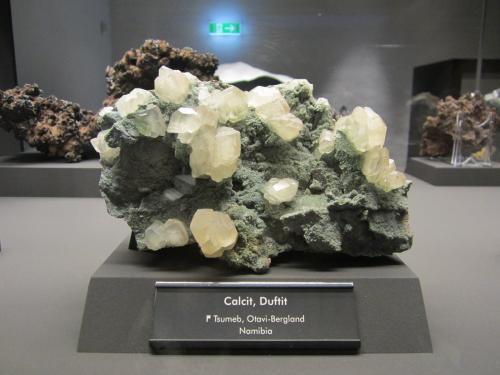 Calcite, Duftite<br />Tsumeb Mine, Tsumeb, Otjikoto Region, Namibia<br /><br /> (Author: Tobi)
