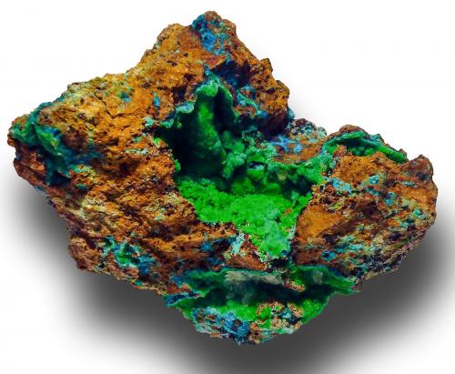 Tangeite, Chrysocolla<br />Provincia Copiapó, Región Atacama, Chile<br />8.7 cm<br /> (Author: Nunzio)