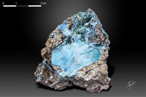 Aurichalcite<br />Ivona Fernanda Mine, Arruiduyu, Asiego, Cabrales, Comarca Oriente, Principality of Asturias (Asturias), Spain<br />55 x 52 mm<br /> (Author: Manuel Mesa)