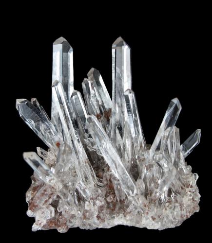 Quartz, Siderite<br />À Giraud Mine, La Gardette mining area, Villard-Nôtre-Dame, Le Bourg d'Oisans, Grenoble, Isère, Auvergne-Rhône-Alpes, France<br />65mm x 63mm x 37mm. Main crystal: 49mm tall, 9mm wide<br /> (Author: Carles Millan)