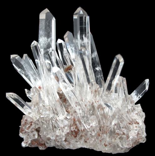 Quartz, Siderite<br />À Giraud Mine, La Gardette mining area, Villard-Nôtre-Dame, Le Bourg d'Oisans, Grenoble, Isère, Auvergne-Rhône-Alpes, France<br />65mm x 63mm x 37mm. Main crystal: 49mm tall, 9mm wide<br /> (Author: Carles Millan)