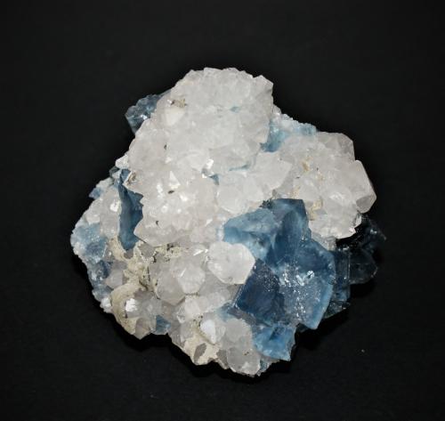 Fluorite and Quartz<br />Le Burc Mine, Alban-Le Fraysse area, Tarn, Occitanie, France<br />60mm x 55mm x 50mm<br /> (Author: Philippe Durand)