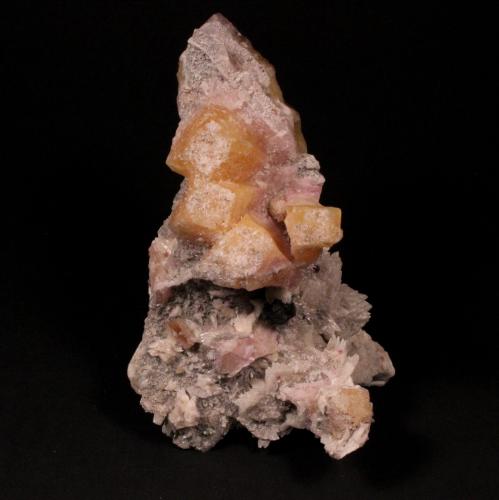 Fluorite, Calcite<br />Minerva I Mine, Ozark-Mahoning group, Cave-in-Rock Sub-District, Hardin County, Illinois, USA<br />135 mm x 100 mm x 79 mm<br /> (Author: Don Lum)