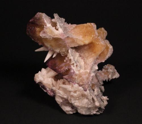 Fluorite, Calcite<br />Minerva I Mine, Ozark-Mahoning group, Cave-in-Rock Sub-District, Hardin County, Illinois, USA<br />135 mm x 100 mm x 79 mm<br /> (Author: Don Lum)