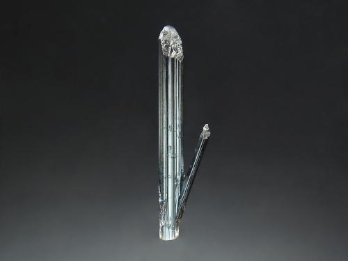 Stibnite<br />Manhattan, Manhattan District, Nye County, Nevada, USA<br />0.7 x 3.0 cm<br /> (Author: crosstimber)