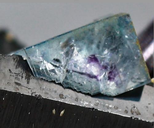 Fluorite on Ferberite<br />Yaogangxian Mine, Yizhang, Chenzhou Prefecture, Hunan Province, China<br />Fluorite crystal: 15 mm on edge<br /> (Author: Manuel Mesa)