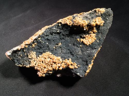 Wulfenite, Calcite<br />Glove Mine, Glove Mine group, Devil's Cash Box Ridge, Cottonwood Canyon, Amado, Tyndall District, Santa Cruz County, Arizona, USA<br />105 mm x 53 mm x 40 mm<br /> (Author: Robert Seitz)