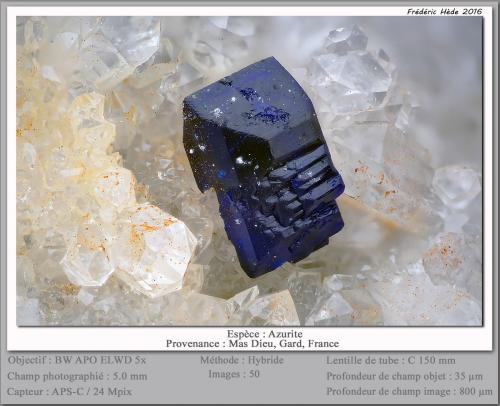 Azurite<br />Mas Dieu, Mercoirol, Alès, Gard, Occitanie, France<br />fov 5 mm<br /> (Author: ploum)