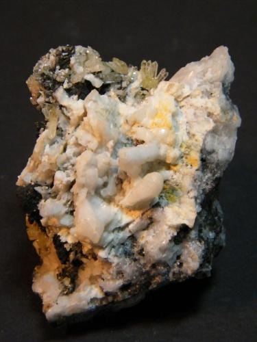 Aragonite and Mimetite<br />Tsumeb Mine, Tsumeb, Otjikoto Region, Namibia<br />40mm x 50mm x 30mm<br /> (Author: Heimo Hellwig)