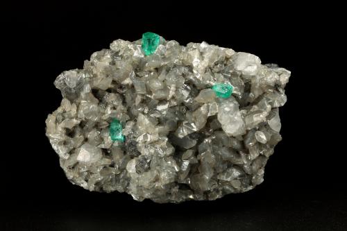 Beryl (variety emerald), Calcite, Dolomite<br />La Pita mining district, Municipio Maripí, Western Emerald Belt, Boyacá Department, Colombia<br />81x58x36mm, xls up to 6mm<br /> (Author: Fiebre Verde)