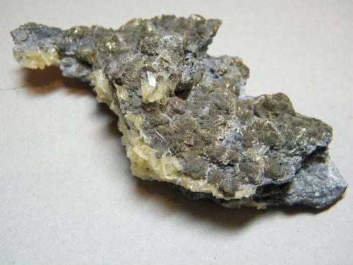 Pyrite and Anglesite<br />Tsumeb Mine, Tsumeb, Otjikoto Region, Namibia<br />130mm x 50mm x 60mm<br /> (Author: Heimo Hellwig)