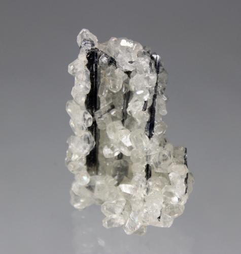 Stibnite, Calcite<br />Xikuangshan depósito de antimonio, Lengshuijiang, Prefectura  Loudi, Provincia Hunan, China<br />56mm x 37mm x 30mm<br /> (Author: Don Lum)