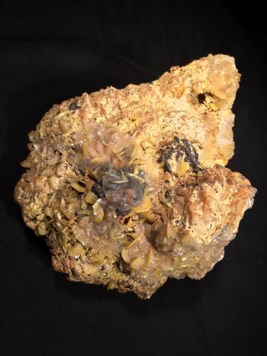 Wulfenite, Calcite, Dolomite<br />Mibladen (Mibladen mining district), Midelt, Midelt Province, Drâa-Tafilalet Region, Morocco<br />140 mm x 110 mm x 110 mm<br /> (Author: Robert Seitz)