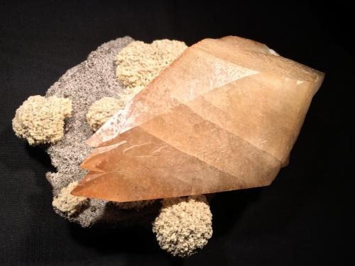 Calcite, Barite, Sphalerite<br />Elmwood Mine, Carthage, Central Tennessee Ba-F-Pb-Zn District, Smith County, Tennessee, USA<br />188 mm x 165 mm x 80 mm<br /> (Author: Robert Seitz)