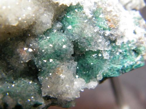 Quartz over Malachite<br />Tsumeb Mine, Tsumeb, Otjikoto Region, Namibia<br />68mm x 56mm x 80mm<br /> (Author: Heimo Hellwig)