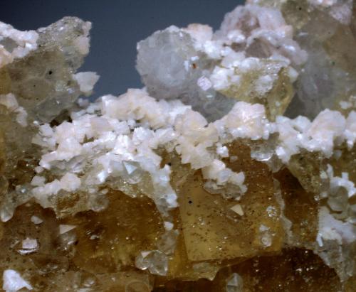 Fluorite, Quartz, Dolomite<br />Freiberg District, Erzgebirgskreis, Saxony/Sachsen, Germany<br />FOV approximately 3 cm<br /> (Author: Jesse Fisher)