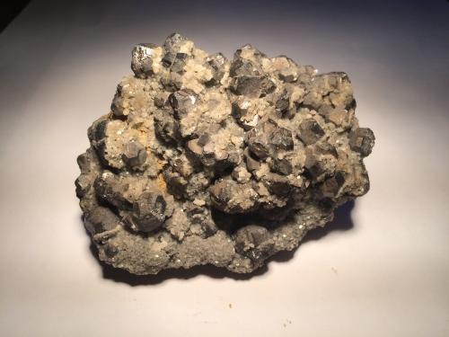 Quartz, Dolomite, Sphalerite, Galena<br />Viburnum Trend District, Reynolds County, Missouri, USA<br />110 mm x 75 mm x 70 mm<br /> (Author: Robert Seitz)