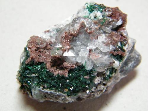 Brochantite and Cerussite<br />Tsumeb Mine, Tsumeb, Otjikoto Region, Namibia<br />48mm x 33mm x 38mm<br /> (Author: Heimo Hellwig)