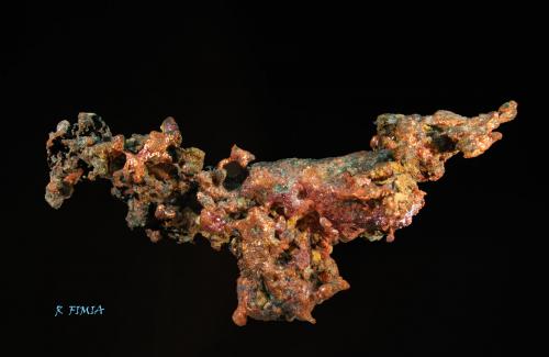 Cobre<br />Concesión Cerro Muriano, Filón Cerro Muriano, Cerro Muriano, Dehesa de Campo Bajo y Suerte Lentisca, Obejo, Comarca Valle del Guadiato, Córdoba, Andalucía, España<br />5 x 3 cm<br /> (Autor: Ricardo Fimia)