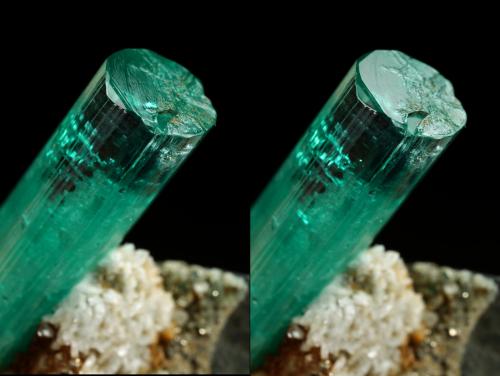 Beryl (variety emerald), Albite (variety cleavelandite), Pyrite<br />Chivor mining district, Palo Arañado Mine, Municipio Chivor, Eastern Emerald Belt, Boyacá Department, Colombia<br />crystal=45mm<br /> (Author: Fiebre Verde)