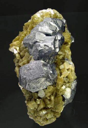 Galena on Siderite<br />Neudorf, Harzgerode mining district, Harz, Saxony-Anhalt/Sachsen-Anhalt, Germany<br />Specimen size: 6.5 × 4.8 × 2.8 cm<br /> (Author: Jordi Fabre)