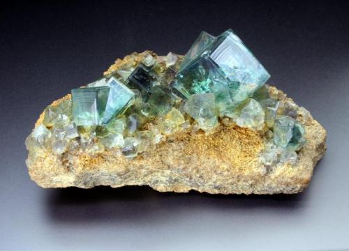 Fluorite<br />Middlehope Shield Mine, White's level, Westgate, Weardale, North Pennines Orefield, County Durham, England / United Kingdom<br />9x4x4 cm overall size<br /> (Author: Jesse Fisher)