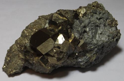 Pyrite<br />Mount Wellington Mine, Twelveheads, Baldhu, Camborne - Redruth - Saint Day District, Cornwall, England / United Kingdom<br />6cm x 3.7cm<br /> (Author: markbeckett)