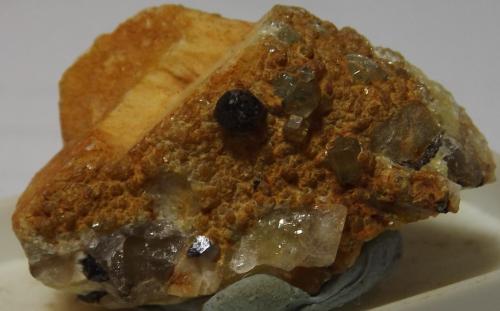 Garnet with Fluorapatite on Orthoclase<br />Megiliggar Rocks, Tremearne, Porthleven, Cornwall, England / United Kingdom<br />3cm x1.4cm<br /> (Author: markbeckett)
