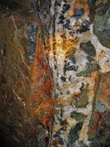 Sphalerite<br />South Crofty Mine, Northern Branch lode, Pool, Camborne - Redruth - Saint Day District, Cornwall, England / United Kingdom<br />fov  approx. 1metre<br /> (Author: markbeckett)