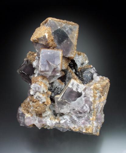 Fluorite, Ankerite, Quartz<br />Carricks Mine, Ireshopeburn, Weardale, North Pennines Orefield, County Durham, England / United Kingdom<br />10x8x6 cm overall size<br /> (Author: Jesse Fisher)