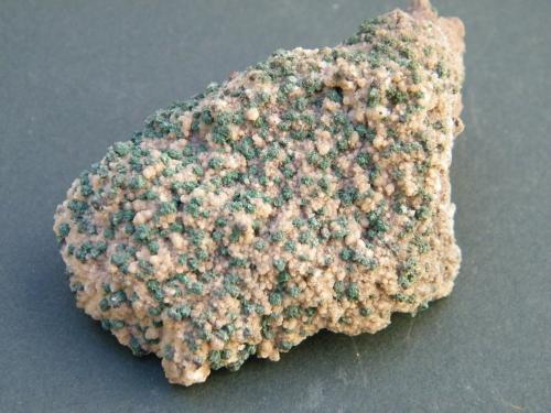 Mottramite on Calcite<br />Tsumeb Mine, Tsumeb, Otjikoto Region, Namibia<br />54mm x 30mm x 38mm<br /> (Author: Heimo Hellwig)