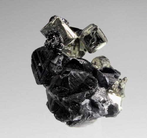 Pyrite, Sphalerite<br />Huanzala Mine, Huallanca District, Dos de Mayo Province, Huánuco Department, Peru<br />52 mm x 36 mm x 29 mm<br /> (Author: Don Lum)