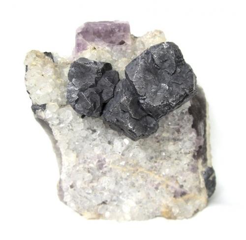 Galena, Fluorite, Quartz<br />Blackdene Mine, Ireshopeburn, Weardale, North Pennines Orefield, County Durham, England / United Kingdom<br />Specimen size 10 cm, largest galena 2,5 cm<br /> (Author: Tobi)