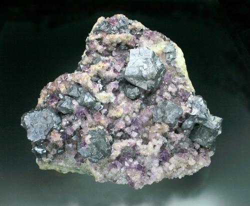 Galena, Fluorite<br />Blackdene Mine, Ireshopeburn, Weardale, North Pennines Orefield, County Durham, England / United Kingdom<br />15x13x5 cm overall size<br /> (Author: Jesse Fisher)