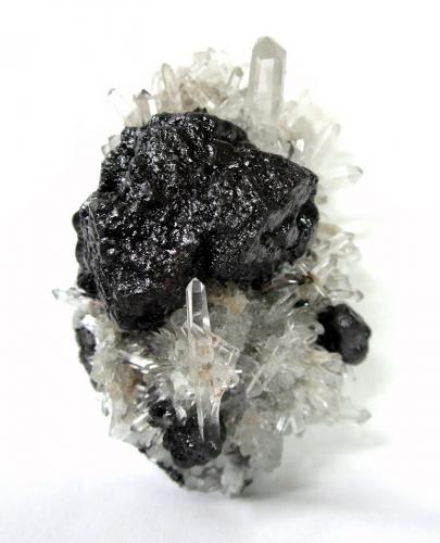 Sphalerite, Quartz<br />Dalnegorsk, Dalnegorsk Urban District, Primorsky Krai, Russia<br />Specimen size 9,5 cm, large sphalerite 4 cm, largest quartz 2,5 cm<br /> (Author: Tobi)