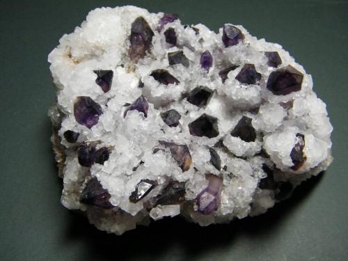 Quartz (variety amethyst) and Calcite<br />Brandberg area, Erongo Region, Namibia<br />148mm x 117mm x 80mm<br /> (Author: Heimo Hellwig)