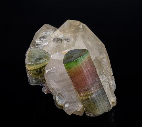 Elbaite, Quartz<br />Himalaya Mine, Gem Hill, Mesa Grande District, San Diego County, California, USA<br />9.0 x 7.7 cm<br /> (Author: am mizunaka)