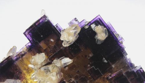 Fluorite, Calcite<br />Minerva I Mine, Ozark-Mahoning group, Cave-in-Rock Sub-District, Hardin County, Illinois, USA<br />74 mm x 60 mm x 49 mm<br /> (Author: Don Lum)