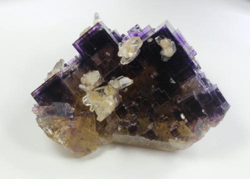 Fluorite, Calcite<br />Minerva I Mine, Ozark-Mahoning group, Cave-in-Rock Sub-District, Hardin County, Illinois, USA<br />74 mm x 60 mm x 49 mm<br /> (Author: Don Lum)