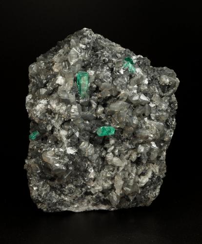 Beryl (variety emerald), Dolomite, Pyrite<br />La Pita mining district, Polveros Mine, Municipio Maripí, Western Emerald Belt, Boyacá Department, Colombia<br />88x72x48mm, xls=11 & 9mm<br /> (Author: Fiebre Verde)