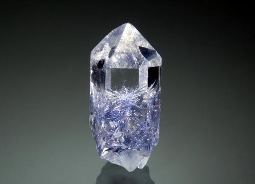 Quartz with Dumortierite inclusions<br />Cantera Vaca Morta, Sierra da Vereda, Boquira, Bahia, Región Nordeste, Brasil<br />1.0 x 2.2 cm<br /> (Author: crosstimber)