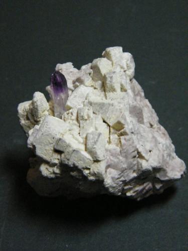 Quartz (variety amethyst) on Feldspar<br />Brandberg area, Erongo Region, Namibia<br />46mm x 46mm x 32mm<br /> (Author: Heimo Hellwig)