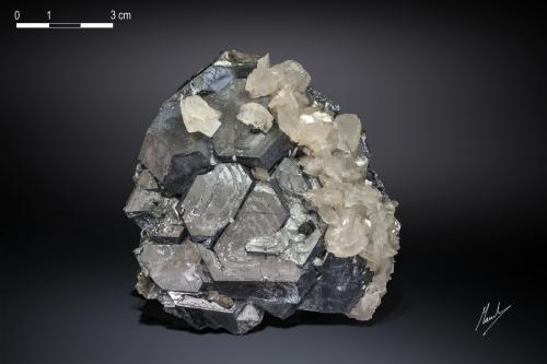 Galena with Calcite<br />Borieva Mine, Madan mining area, Rhodope Mountains, Smolyan Oblast, Bulgaria<br />83 x 81 mm<br /> (Author: Manuel Mesa)