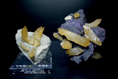 Calcite<br />Denton Mine, Goose Creek Mine group, Harris Creek Sub-District, Hardin County, Illinois, USA<br />Left: 10 cm x 14.2 cm x 11.5 cm, Right: 18.5 cm x 16.9 cm x 9.8 cm<br /> (Author: Turbo)