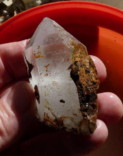 Quartz<br />Ceres, Warmbokkeveld Valley, Ceres, Valle Warmbokkeveld, Witzenberg, Cape Winelands, Provincia Occidental del Cabo, Sudáfrica<br />Fingers for size<br /> (Author: Pierre Joubert)