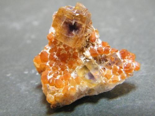 Quartz and Fluorite<br />Kleine Spitzkoppe, Spitzkopje area, Karibib District, Erongo Region, Namibia<br />21mm x 20mm x 12mm<br /> (Author: Heimo Hellwig)