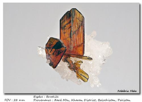 Brookite<br />Zard Mountain, Ras Koh Mountains, Kharan District, Balochistan (Baluchistan), Pakistan<br />fov 28 mm<br /> (Author: ploum)