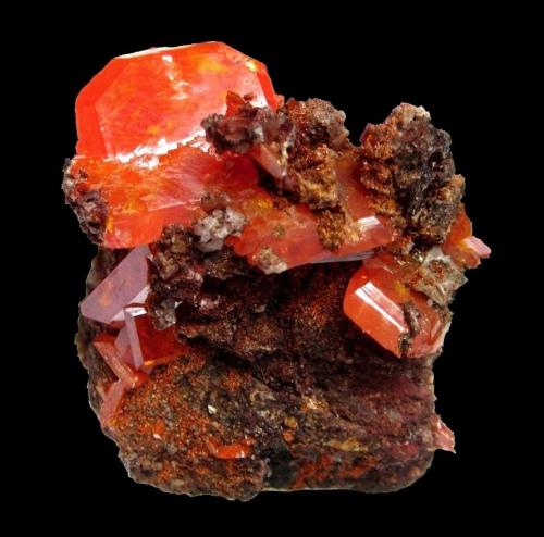 Wulfenite<br />Red Cloud Mine, Trigo Mountains, Silver District, La Paz County, Arizona, USA<br />Specimen size 3 cm, largest wulfenite crystal 1,8 cm<br /> (Author: Tobi)
