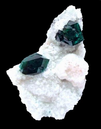 Dioptase<br />Kaokoveld Plateau, Kunene Region, Namibia<br />Specimen size 5 cm, largest dioptase crystal 1,3 cm<br /> (Author: Tobi)