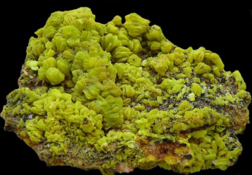 Autunite<br />Margnac II Mine, Compreignac, Bellac, Haute-Vienne Department, Nouvelle-Aquitaine, France<br />10 x 7 cm<br /> (Author: Benj)